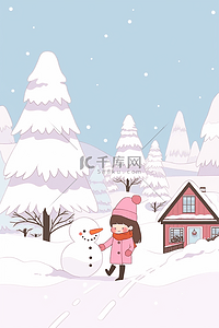 冬天唯美海报插画图片_插画冬天唯美海报雪景