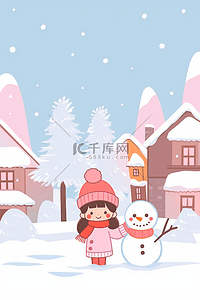 冬天简约海报插画图片_雪景冬天唯美插画海报