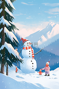 冬天手绘雪景插画海报
