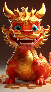 方案插画图片_中国龙金黄龙元素插图