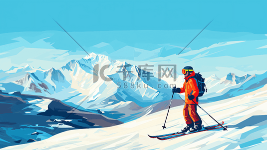 冬季滑雪插画图片_冬季滑雪运动人像