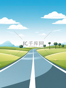 道路监控插画图片_简约的道路公路卡通插画海报