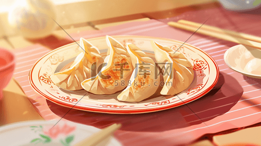 蒸蒸日上插画图片_手绘中国美食蒸饺蒸包的插画16