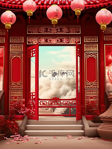 大气建筑海报插画图片_中国新年主题海报插画