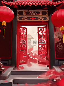 中国新年主题海报原创插画
