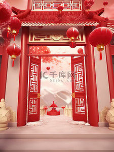 中国新年主题海报插画图片