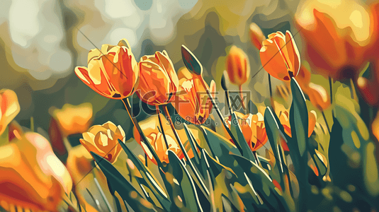 彩色春季自然盛开的花朵插画17