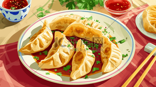 手绘中国美食蒸饺蒸包的插画21