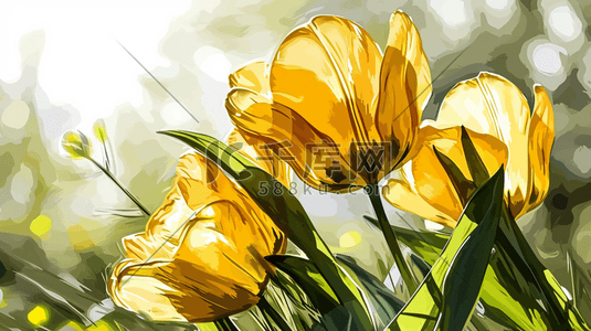 彩色春季自然盛开的花朵插画10