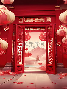 大气建筑海报插画图片_中国新年主题海报插画素材