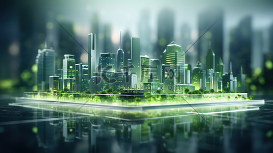 绿色现代城市微距创意场景图片