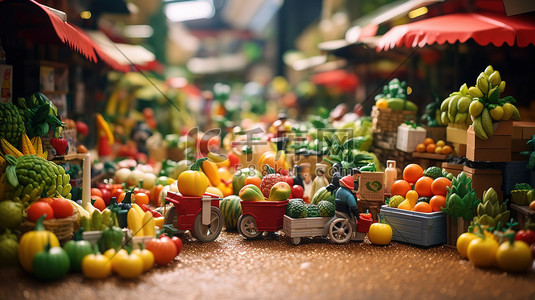 海报果蔬插画图片_各种水果和蔬菜的市场插画海报