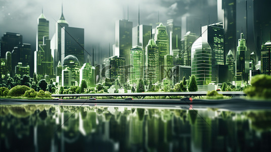 绿色现代城市微距创意场景图片