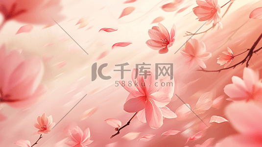粉色彩色手绘水彩花朵唯美文艺插画14