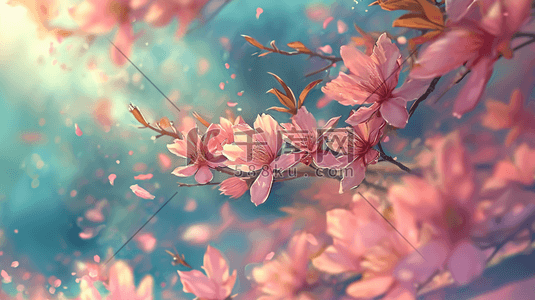 粉色彩色手绘水彩花朵唯美文艺插画8