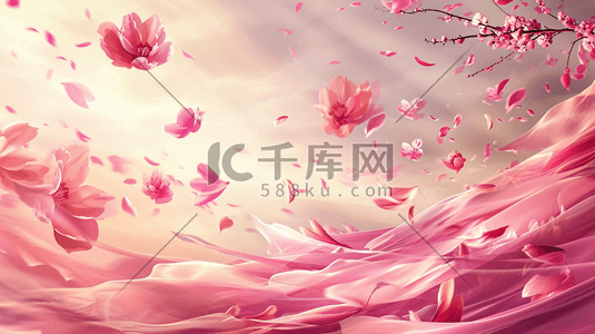 粉色彩色手绘水彩花朵唯美文艺插画1