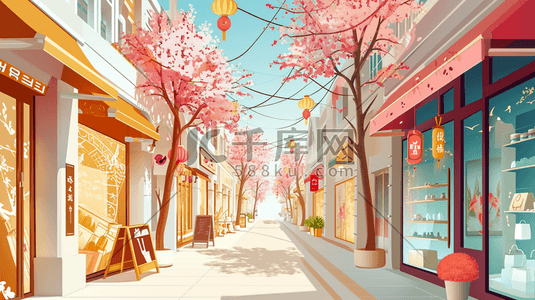 门店插画图片_扁平化彩色女生逛商店的插画16