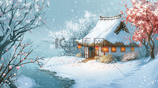 浪漫雪花插画图片_白色童话浪漫唯美雪景插画14