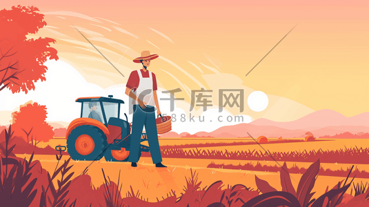 卡通蔬菜园插画图片_菜园里干活的农民伯伯插画10
