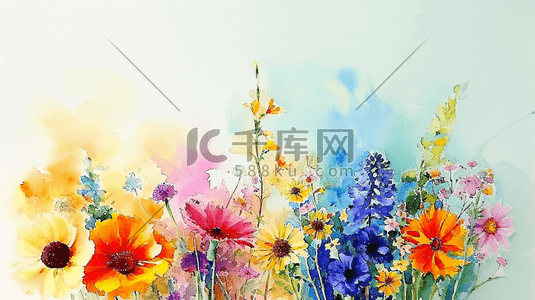 水彩彩色各种花朵插画10