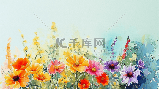 水彩彩色各种花朵插画6