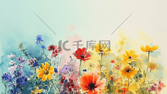 水彩彩色各种花朵插画5