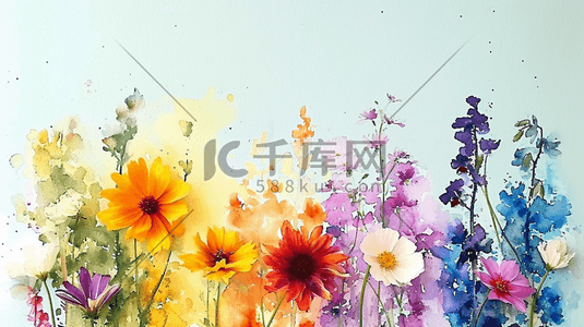 黄色水彩花朵插画图片_水彩彩色各种花朵插画12
