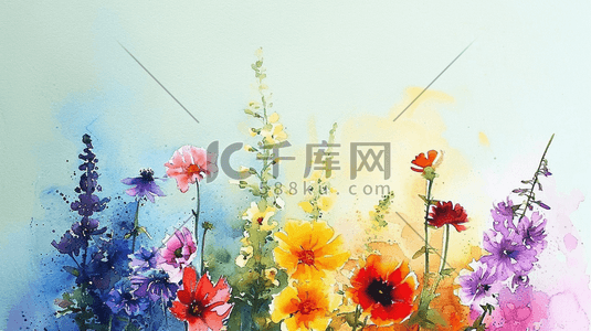 水彩彩色各种花朵插画23