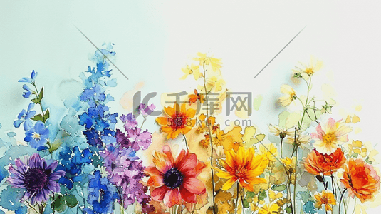 水彩画画插画图片_水彩彩色各种花朵插画19