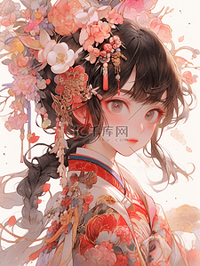 彩色中国风传统服饰女孩插画11