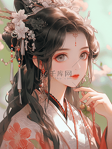 彩色中国风传统服饰女孩插画16