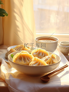 桌子上的美食插画图片_桌子上的饺子美食原创插画