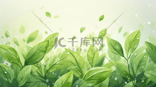 自然叶子插画图片_春季绿色植物装饰叶子插画10