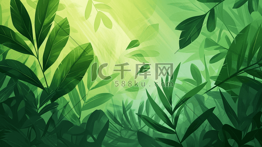春季绿色植物装饰叶子插画13