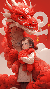 过年洗福禄插画图片_中国龙福禄龙元素原创插画