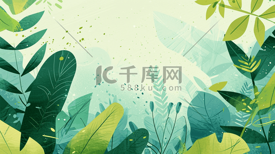 春季绿色植物装饰叶子插画23