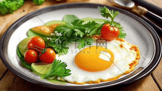 鸡蛋煎插画图片_煎鸡蛋食物食品餐饮插画