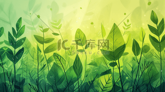 春季绿色植物装饰叶子插画5