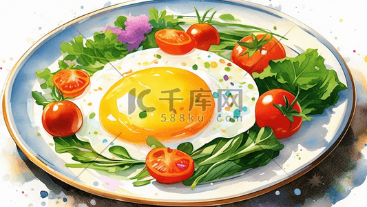 煎鸡蛋食物食品餐饮插画