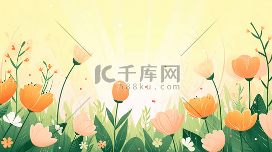 小装饰小清新插画图片_春季盛开的花朵小清新装饰插画10