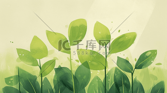 装饰叶子插画图片_春季绿色植物装饰叶子插画2
