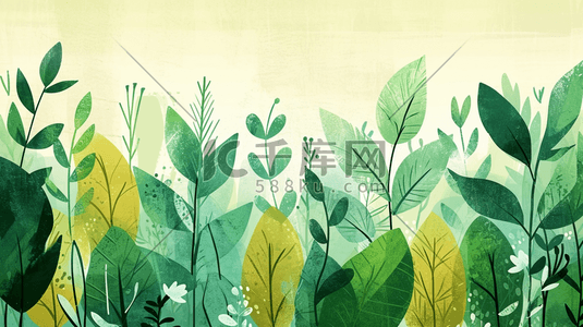 春季绿色植物装饰叶子插画3