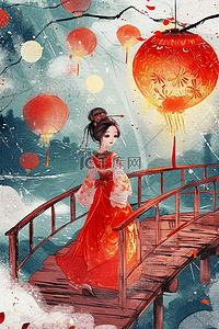 烟花高清插画图片_新年元宵节赏灯插画烟花手绘