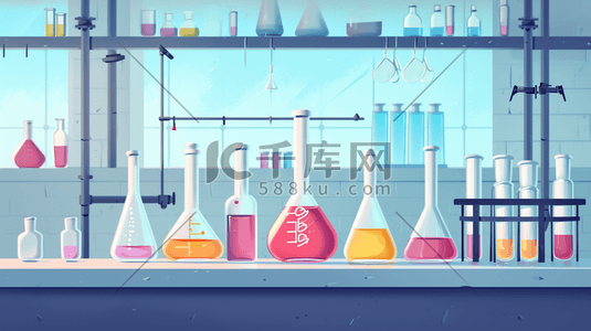 容器里的液体插画图片_精密科学实验室各种各样的烧杯插画8