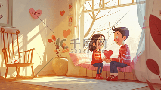 对视插画图片_情侣爱情浪漫对视表白甜蜜氛围扁平化4插画