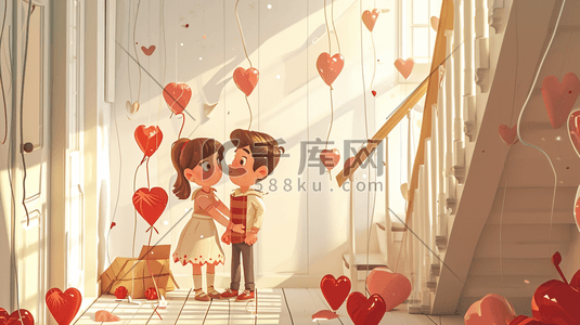 浪漫对视插画图片_情侣爱情浪漫对视表白甜蜜氛围扁平化5素材