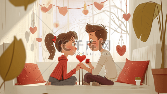 情侣爱情浪漫对视表白甜蜜氛围扁平化13插画素材