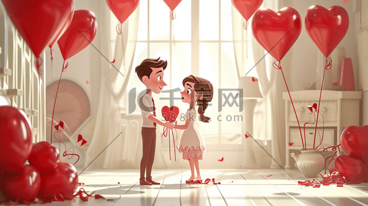 活动氛围图插画图片_情侣爱情浪漫对视表白甜蜜氛围扁平化16插画图片