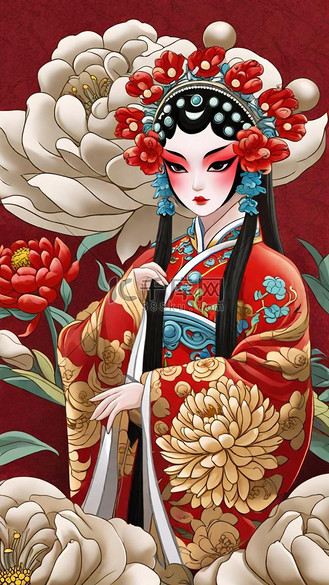 非遗戏曲人物国粹京剧角色花旦1插画图片