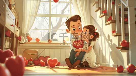 情侣爱情浪漫对视表白甜蜜氛围扁平化3插画素材